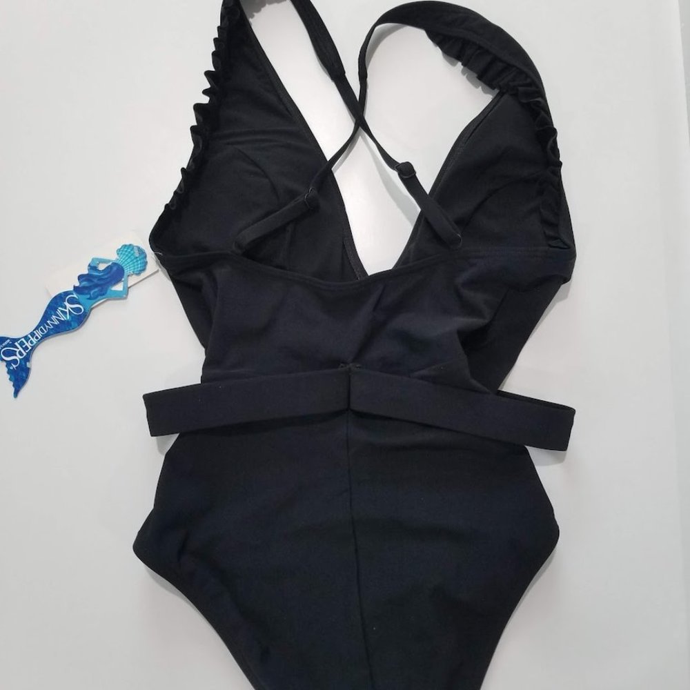 Skinny Dippers  Jelly Beans Cinch Ruffle Sleeve Soft Cup One Piece Swimsuit - Picture 9 of 11